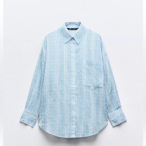 NWT Striped blue metallic thread shirt Sz small